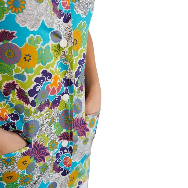 Bluza imprimata asimetrica, cu capse, Lotus 1, Mazy Flower