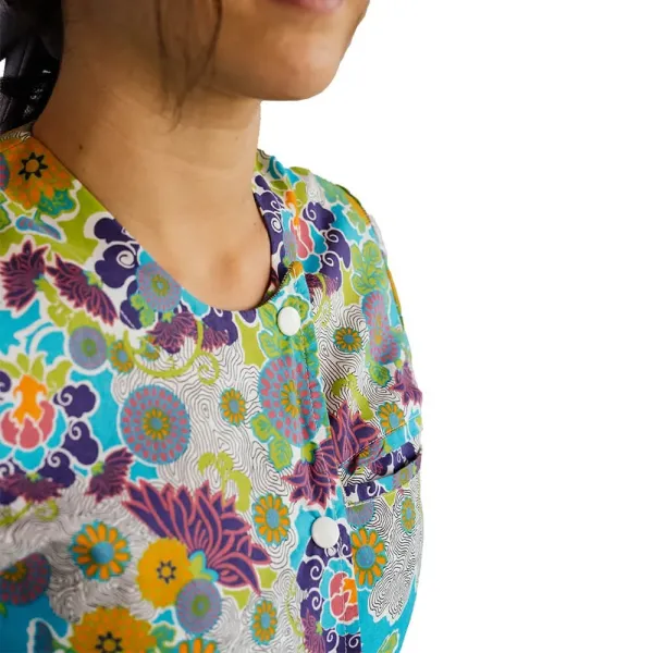 Bluza imprimata asimetrica, cu capse, Lotus 1, Mazy Flower