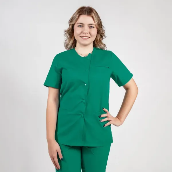 Bluza asimetrica cu capse Lotus 2, verde hunter