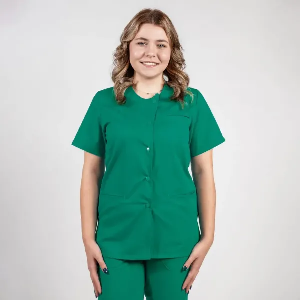 Bluza asimetrica cu capse Lotus 2, verde hunter