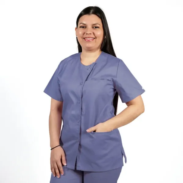 Bluza asimetrica cu capse Lotus 2, indigo