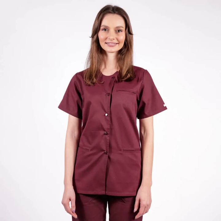 Bluza asimetrica cu capse Lotus 2, visiniu - imagine 1