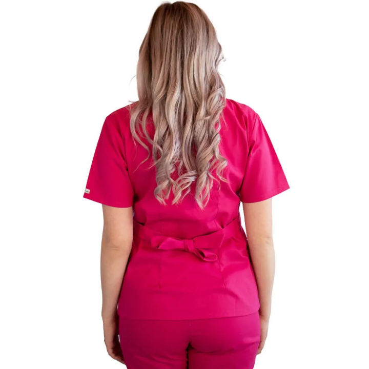 Bluza kimono cu maneca scurta Lotus 2, fucsia - imagine 3