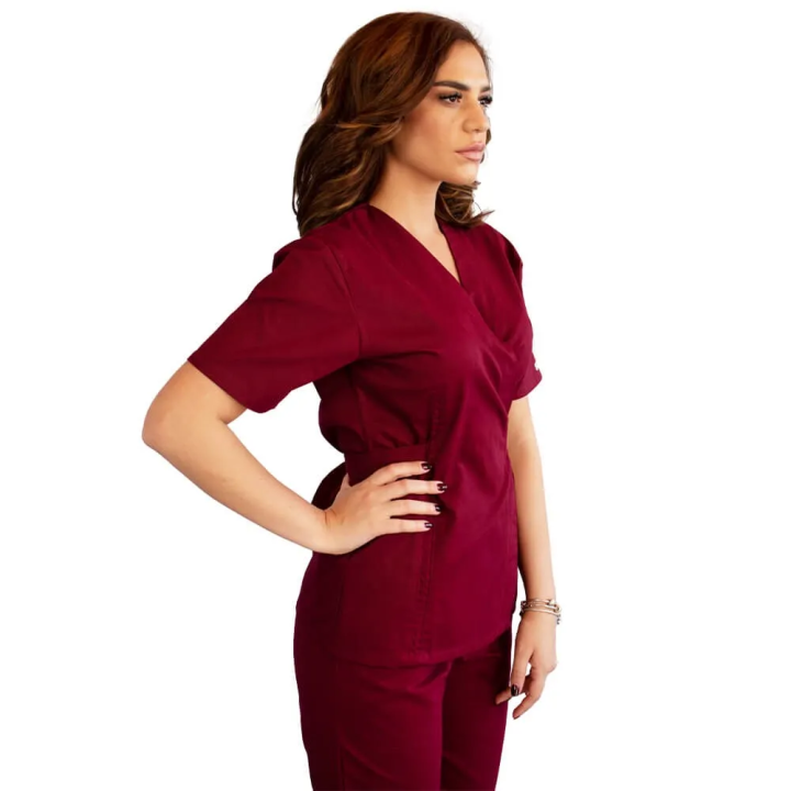 Bluza kimono cu maneca scurta Lotus 2, visiniu - imagine 2