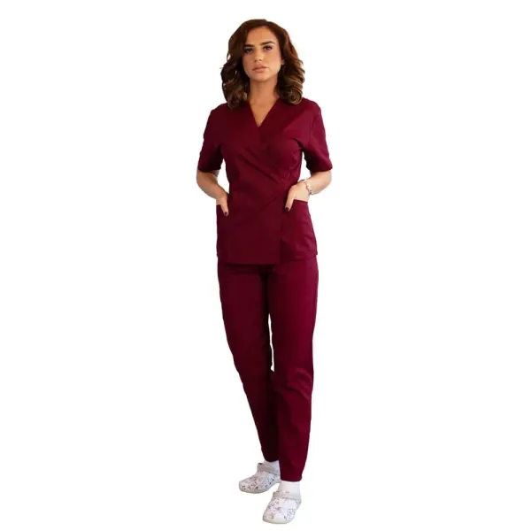 Bluza kimono cu maneca scurta Lotus 2, visiniu