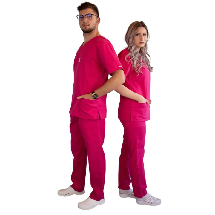 Costum medical Lotus 2, Basic 1, fucsia - imagine 3