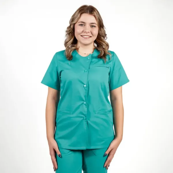 Bluza asimetrica cu capse Lotus 2, turcoaz
