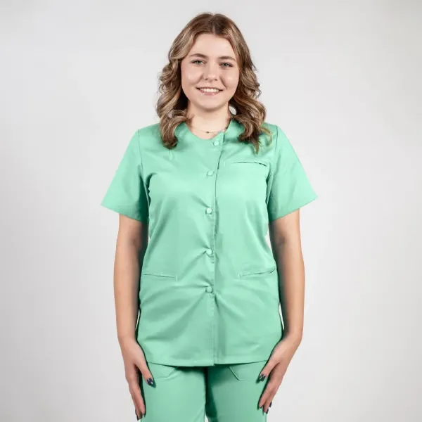 Bluza asimetrica cu capse Lotus 2, verde menta