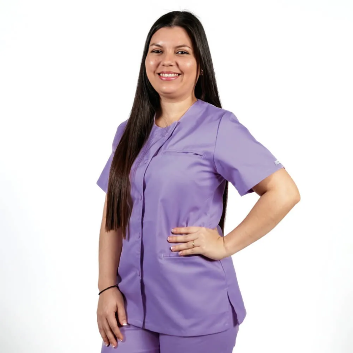 Bluza asimetrica cu capse Lotus 2, mov - imagine 2