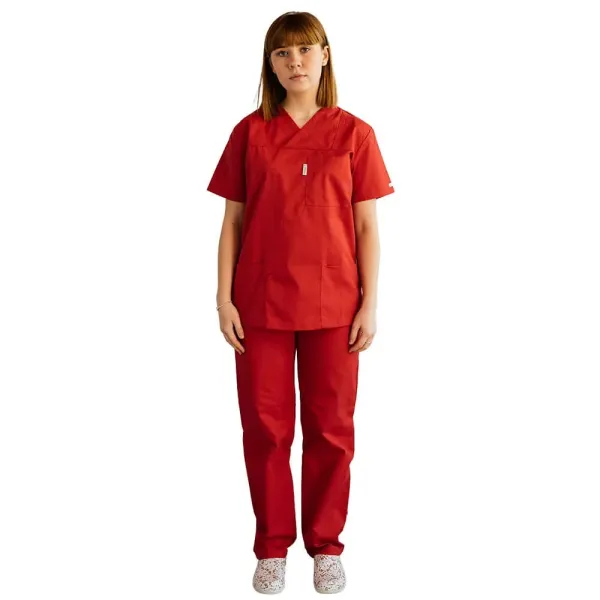 Costum medical Lotus 3, Basic 1 BBC, stretch, rosu