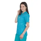 Bluza in V cu fermoar si maneca scurta