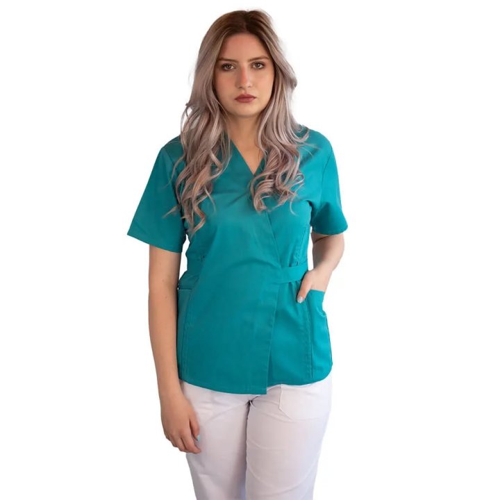 Bluza kimono cu maneca scurta Lotus 3, BBC, stretch, turcoaz - imagine 1