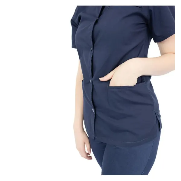 Bluza asimetrica cu capse Lotus 3 BBC, stretch, bleumarin