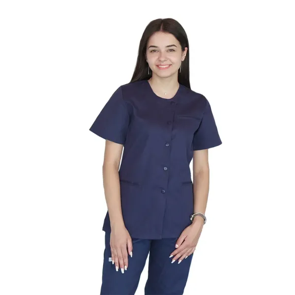 Bluza asimetrica cu capse Lotus 3 BBC, stretch, bleumarin