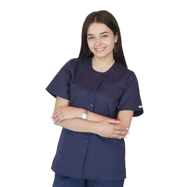 Bluza asimetrica cu capse Lotus 3 BBC, stretch, bleumarin
