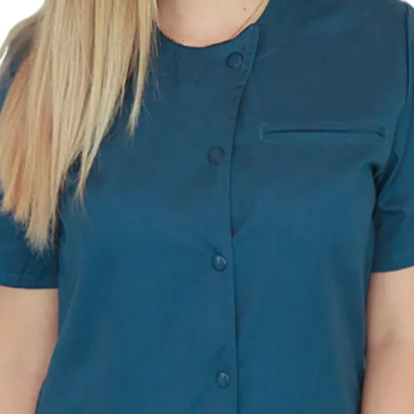Bluza asimetrica cu capse Lotus 3 BBC, stretch, turcoaz inchis