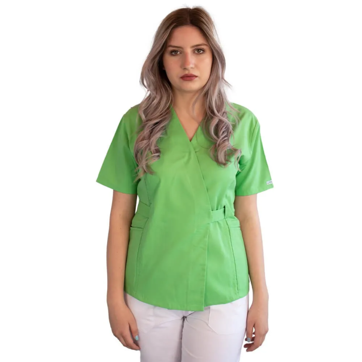 Bluza kimono cu maneca scurta, Lotus 1, verde island - imagine 1