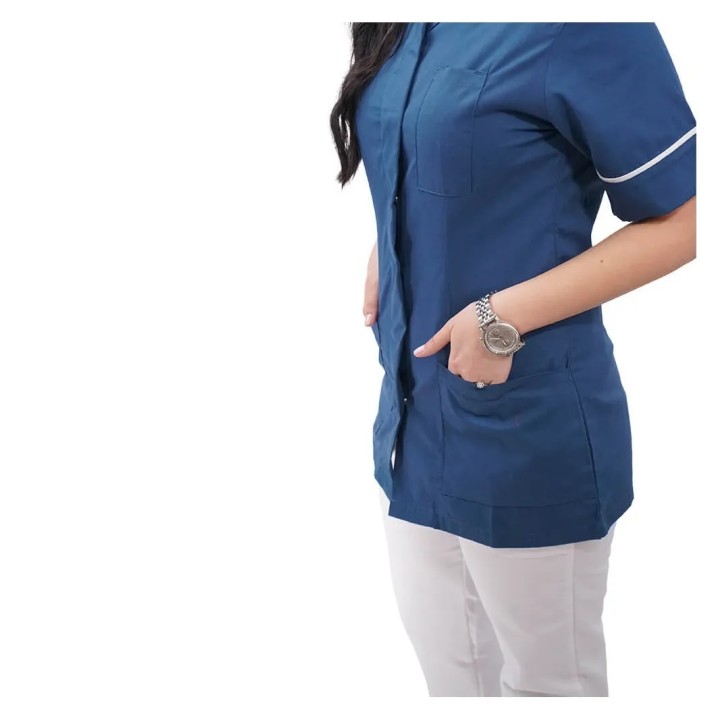 Bluza medicala capse/rever Lotus 1, LIR1, turcoaz inchis - imagine 3