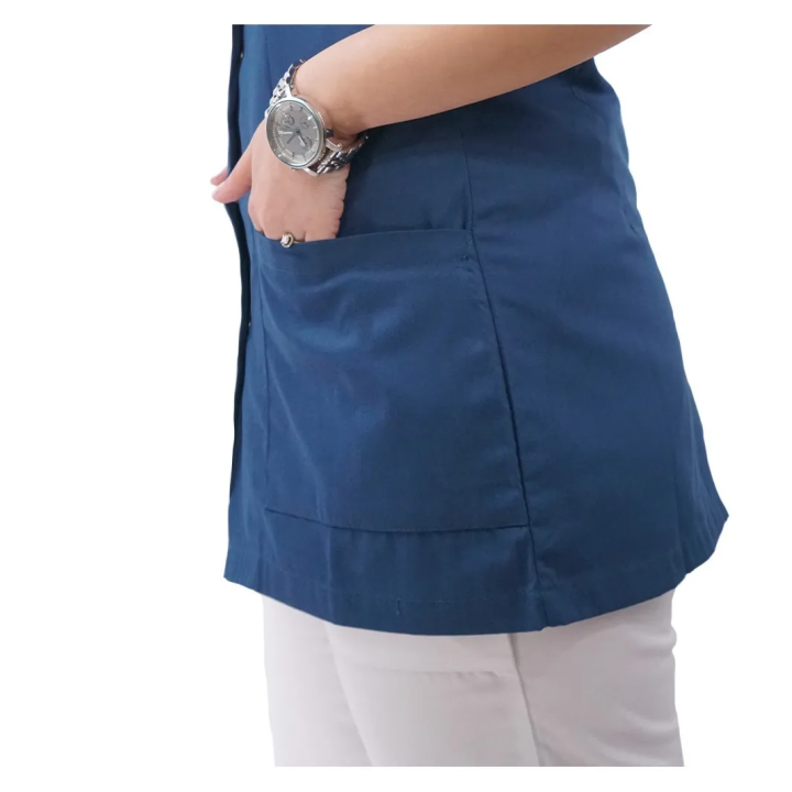 Bluza medicala capse/rever Lotus 1, LIR1, turcoaz inchis - imagine 4