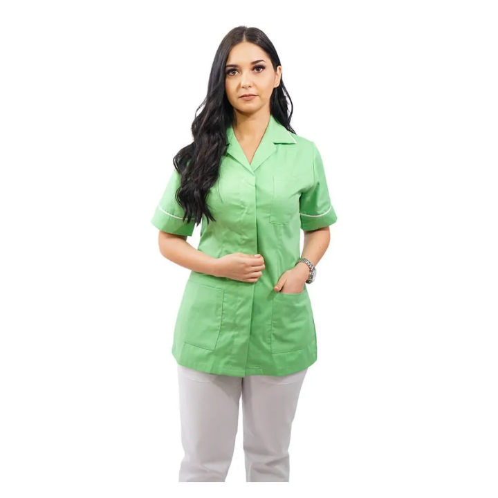 Bluza medicala capse/rever Lotus 1, LIR1, verde island - imagine 1