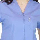 Bluza in V cu fermoar si maneca scurta, Lotus 1, albastru ciel