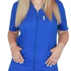 Bluza in V cu fermoar si maneca scurta, Lotus 1, albastru royal