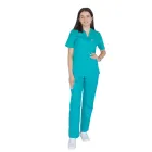 Bluza in V cu fermoar si maneca scurta, Lotus 1, verde chirurgical