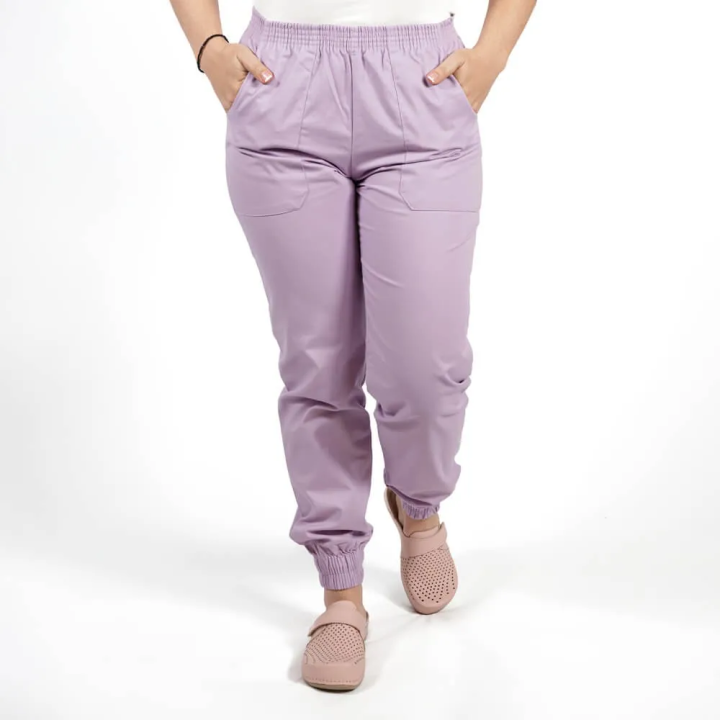 Pantalon unisex Lotus 2, cu elastic in talie si manseta, lila - imagine 2