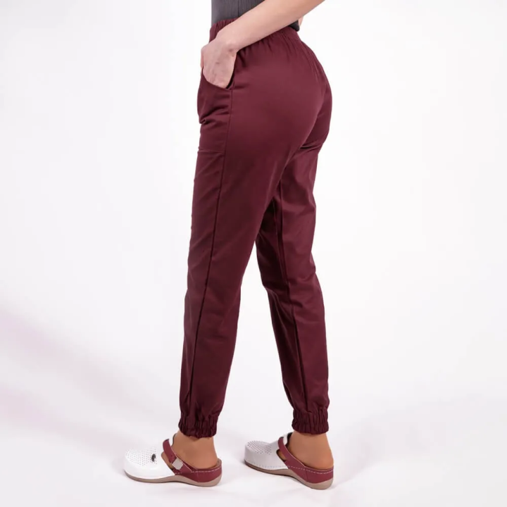 Pantalon unisex Lotus 1, cu elastic in talie si manseta, visiniu - imagine 3