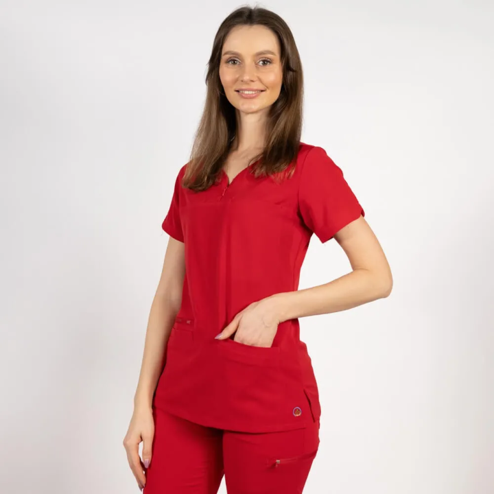 Bluza medicala Lotus Flex, stretch, rosu, TS-NP10 - imagine 3