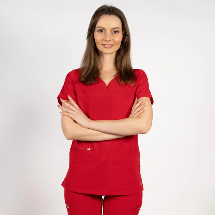 Bluza medicala Lotus Flex, stretch, rosu, TS-NP10 - imagine 4