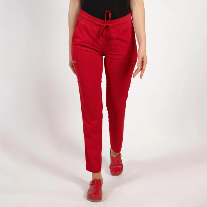 Pantaloni medicali Lotus Flex, stretch, cu snur, rosu, TS-SP3 - imagine 2