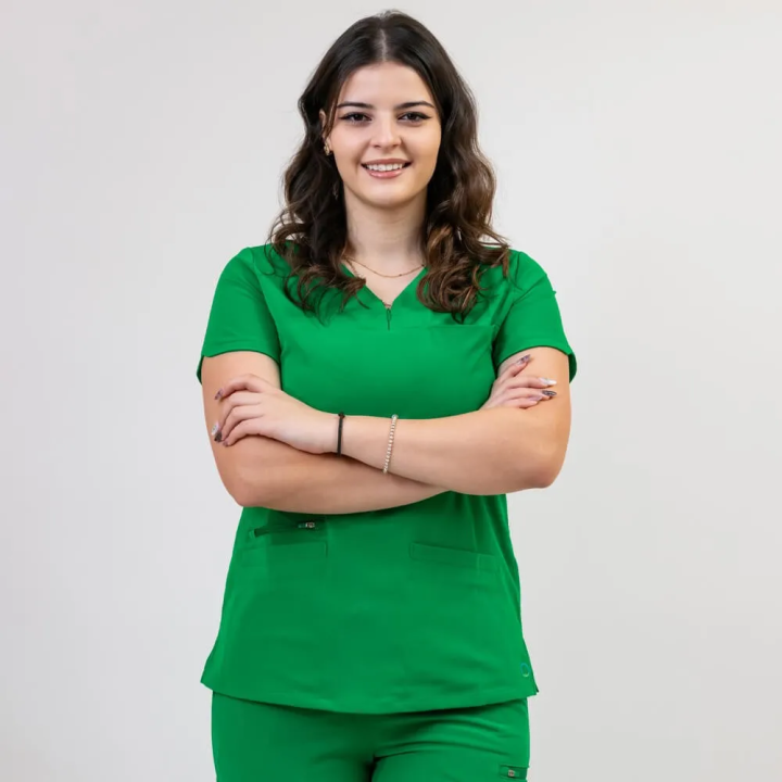 Bluza medicala Lotus Flex, stretch, verde chirurgical inchis, TS-NP10 - imagine 2