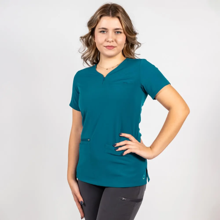 Bluza medicala Lotus Flex, stretch, turcoaz inchis, TS-NP10 - imagine 1