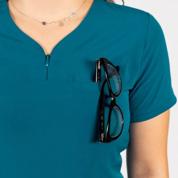 Bluza medicala Lotus Flex, stretch, turcoaz inchis, TS-NP10 - imagine 7