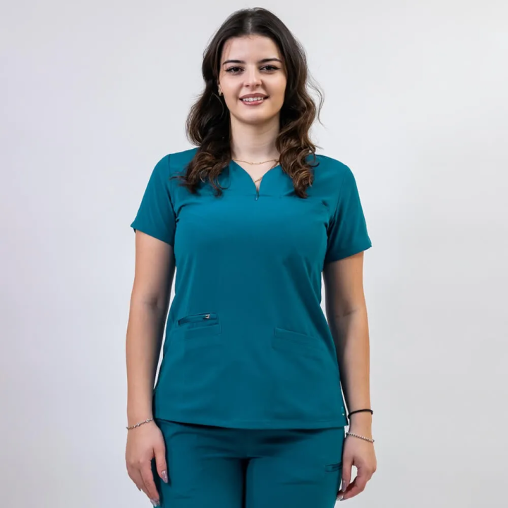 Bluza medicala Lotus Flex, stretch, turcoaz inchis, TS-NP10 - imagine 10
