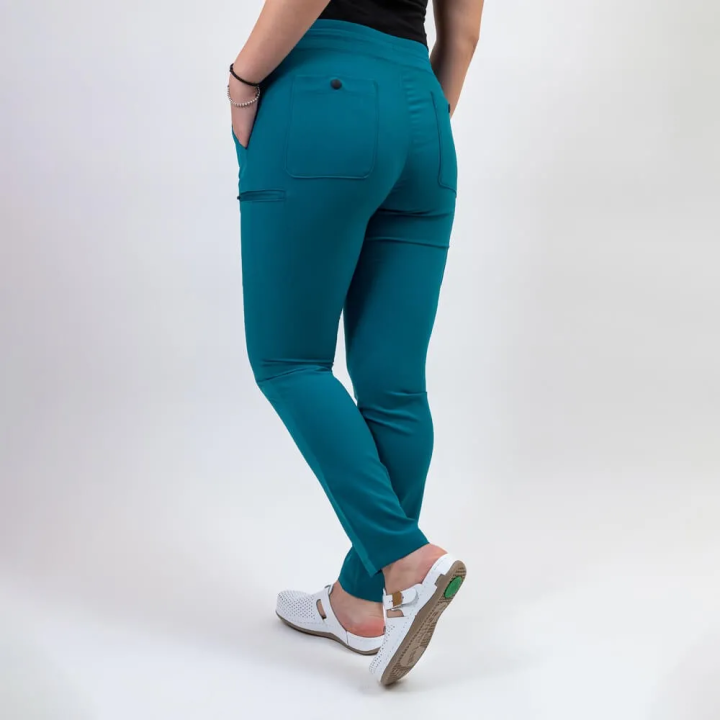 Pantaloni medicali Lotus Flex, stretch, cu snur, turcoaz inchis, TS-SP3 - imagine 3