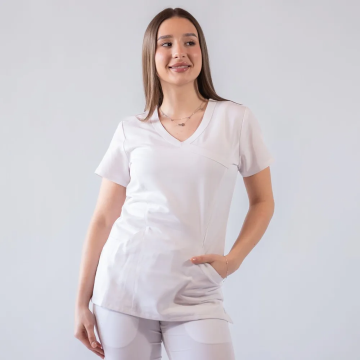 Bluza medicala Lotus Flex, stretch, alb, TRS-NP13 - imagine 2