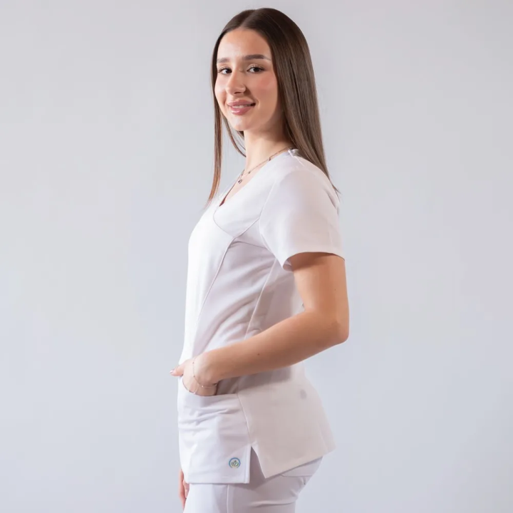Bluza medicala Lotus Flex, stretch, alb, TRS-NP13 - imagine 3