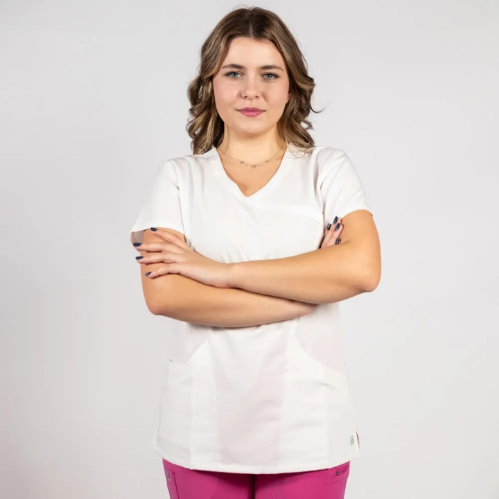 Bluza medicala Lotus Flex, stretch, alb, TRS-NP13 - imagine 7