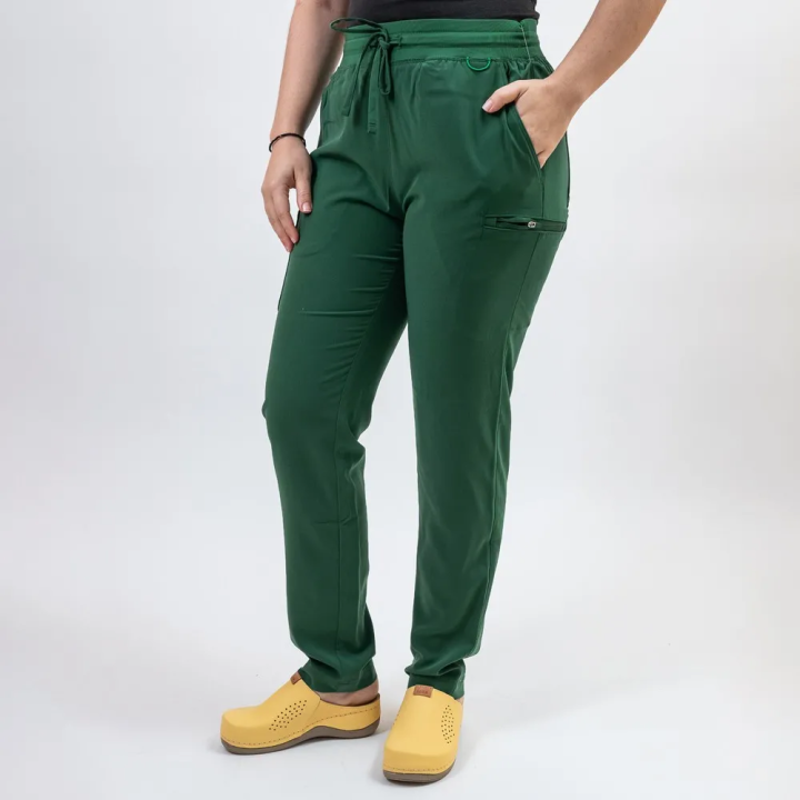 Pantaloni medicali Lotus Flex, stretch, cu snur, verde hunter, TS-SP3 - imagine 2