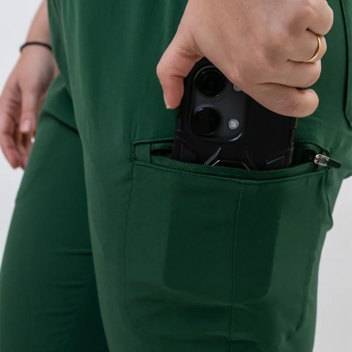 Pantaloni medicali Lotus Flex, stretch, cu snur, verde hunter, TS-SP3 - imagine 5