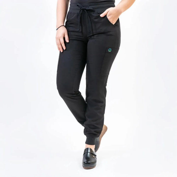 Pantaloni medicali Lotus Flex, stretch, cu snur, negru, TS-SP4 - imagine 1