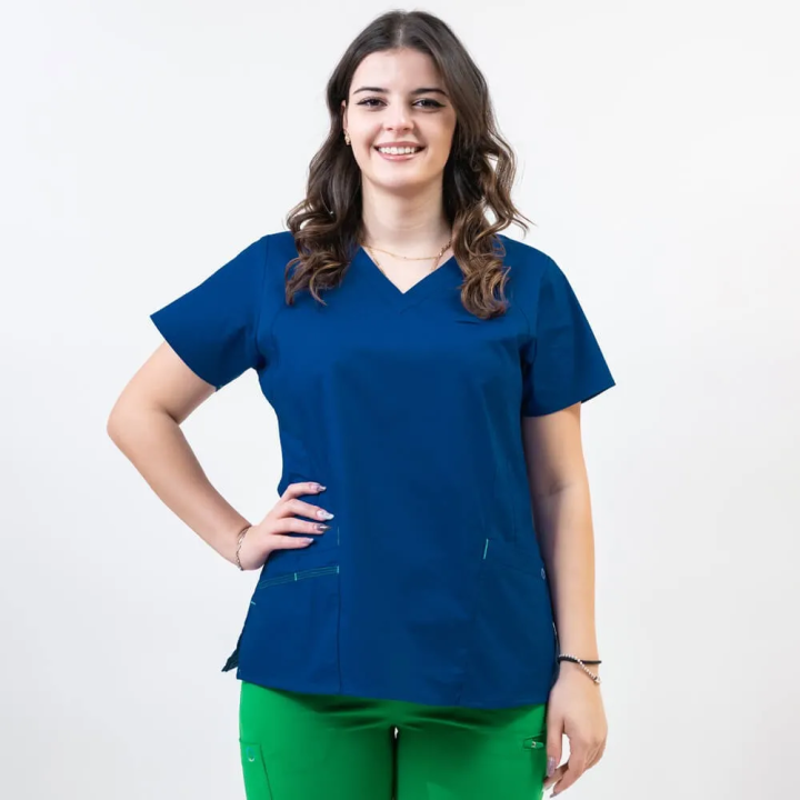 Bluza medicala Lotus Flex, stretch, albastru royal, CVC-NP4 - imagine 1