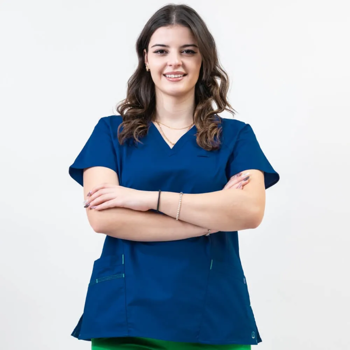 Bluza medicala Lotus Flex, stretch, albastru royal, CVC-NP4 - imagine 2