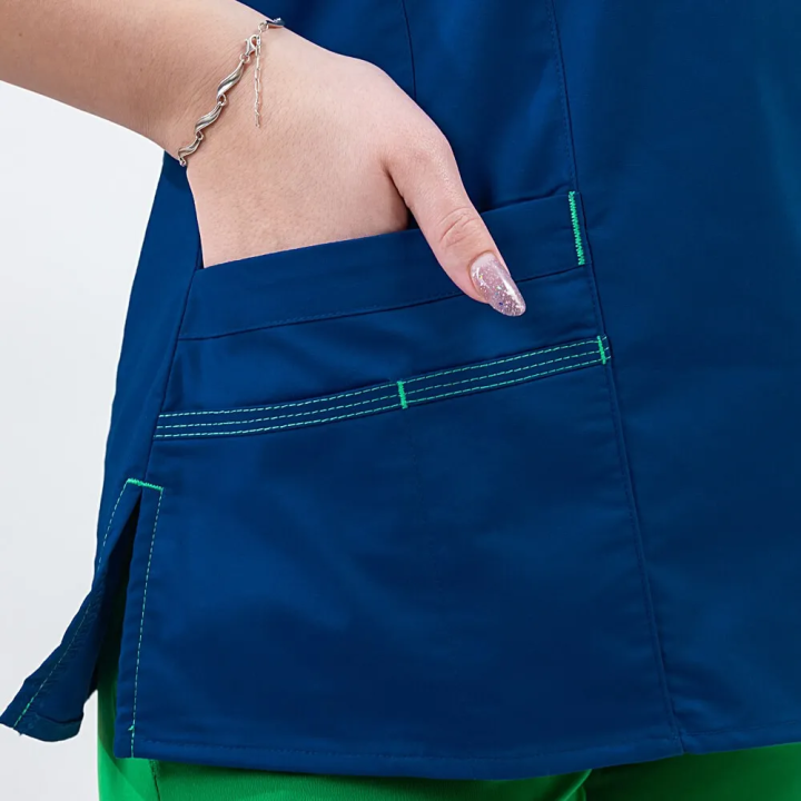 Bluza medicala Lotus Flex, stretch, albastru royal, CVC-NP4 - imagine 4