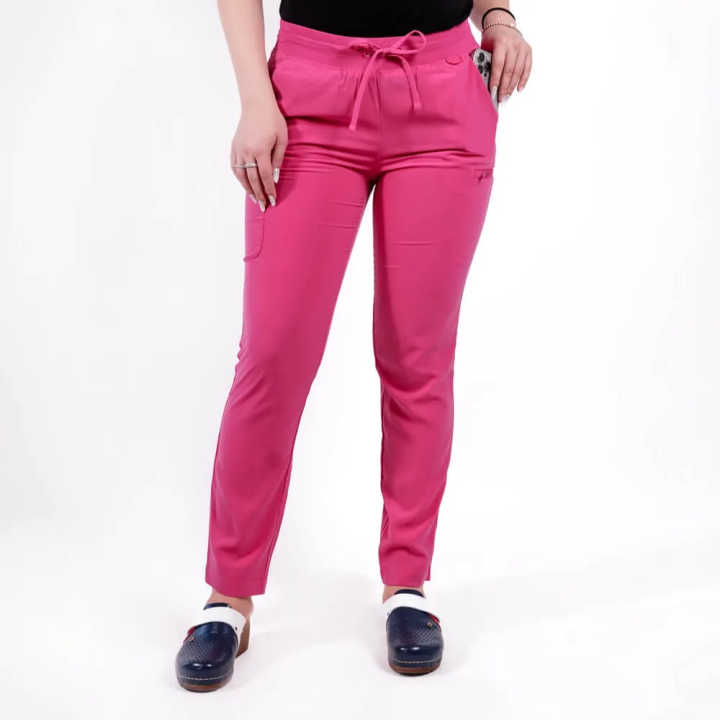 Pantaloni medicali Lotus Flex, stretch, cu snur, fucsia orhidee, TS-SP3 - imagine 1