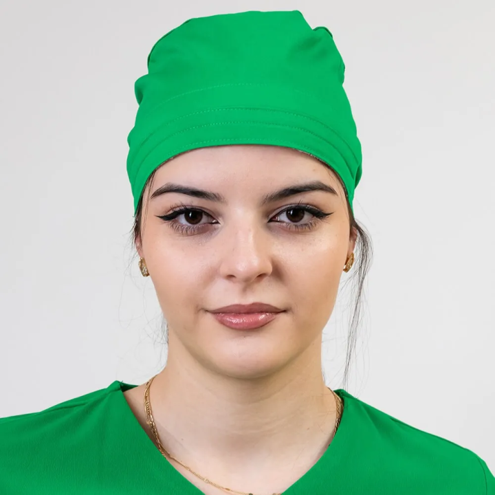 Boneta medicala stretch Lotus Flex, verde chirurgical, CVC-HN3 - imagine 2