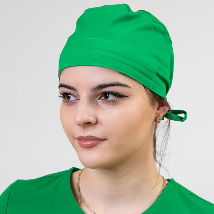 Boneta medicala stretch Lotus Flex, verde chirurgical, CVC-HN3 - imagine 3