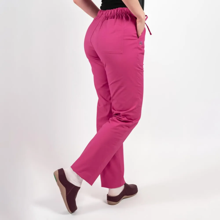 Pantaloni medicali Lotus Flex, stretch, cu elastic si snur, fucsia, CVC-SP2 - imagine 3